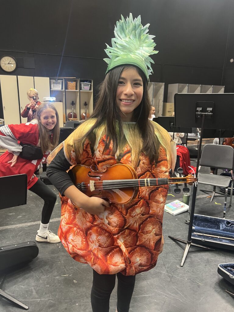 Station Orchestra violin student on halloween