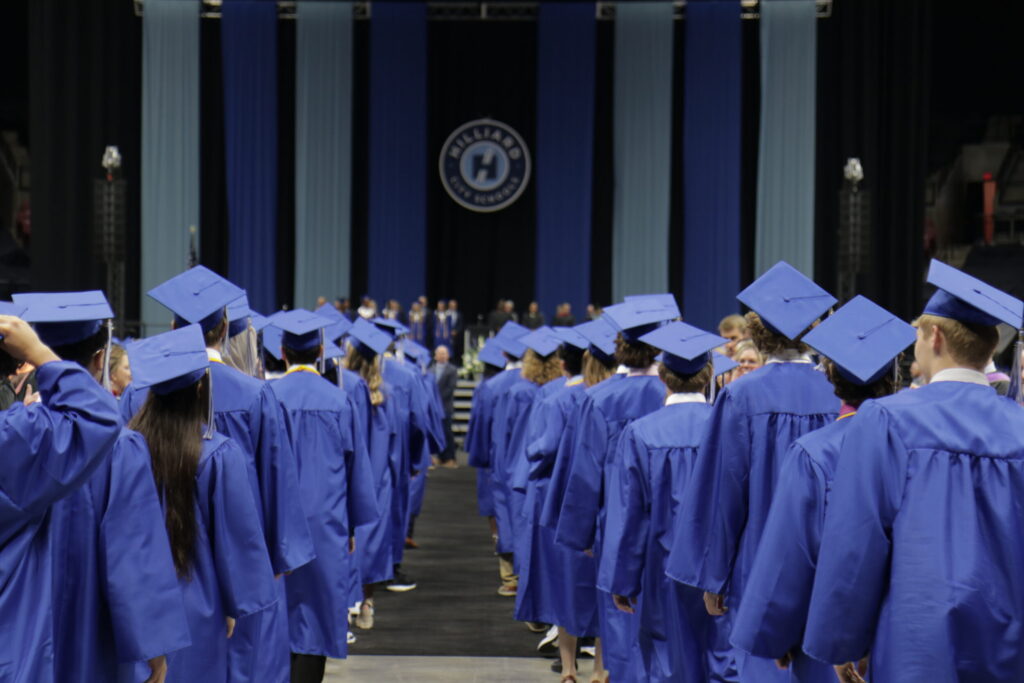 Students walking at graduation