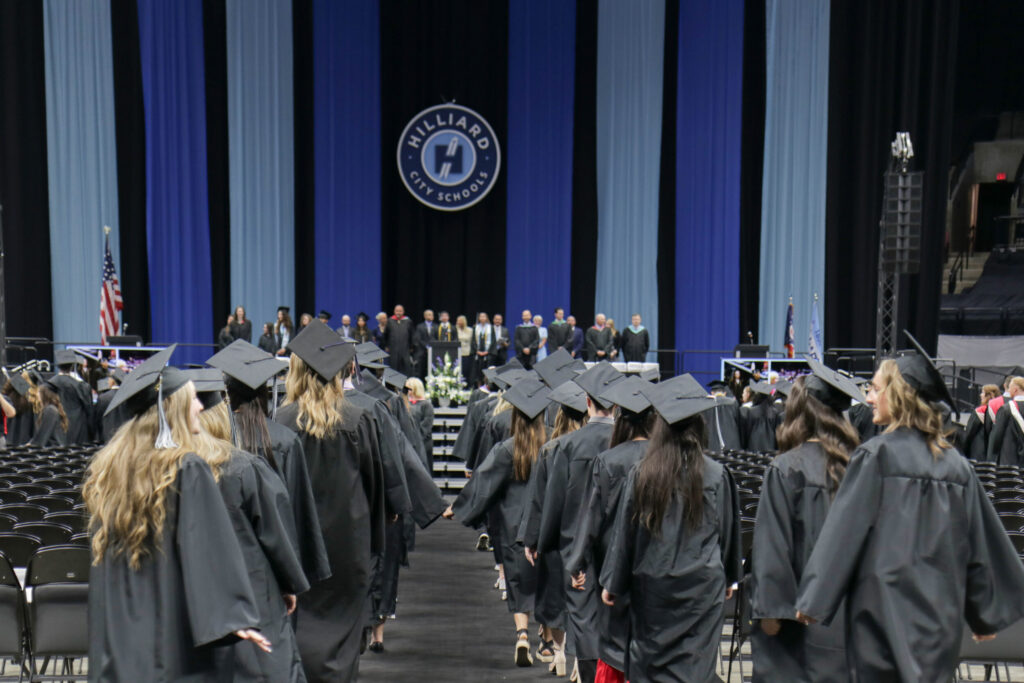 Students walking at graduation