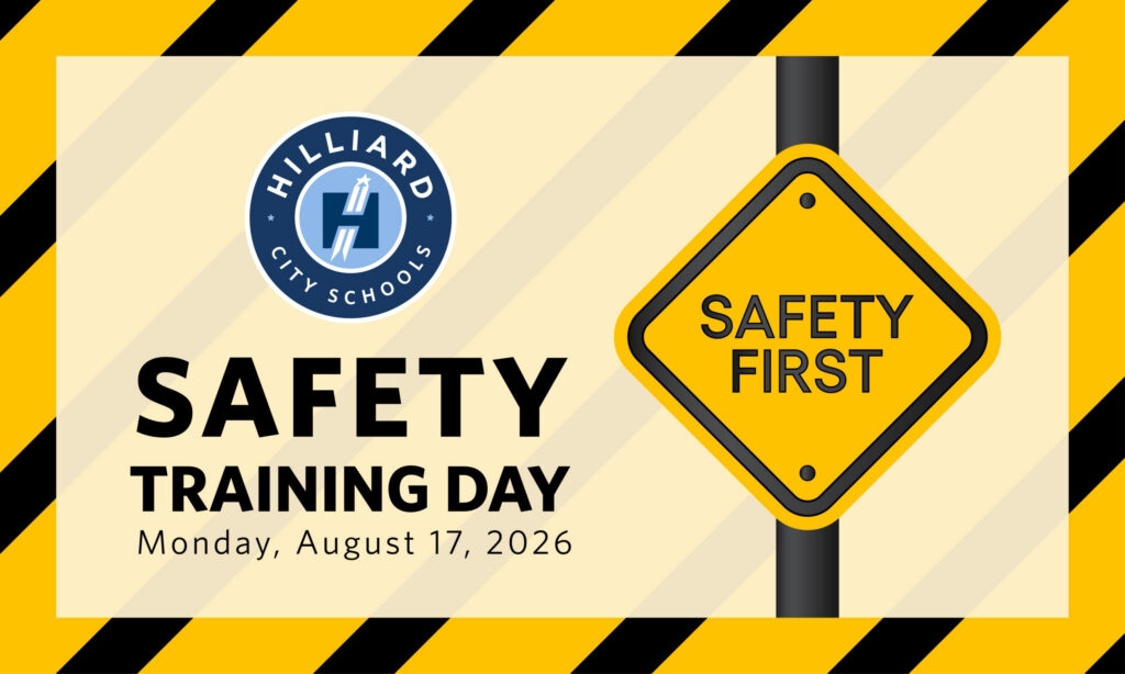 Safety Day Graphic with HCSD logo with safety yellow tape boarder