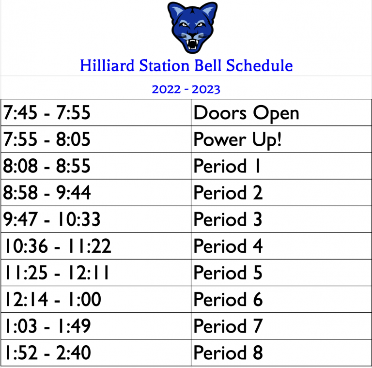 Hilliard Station Sixth Grade Back to School Information for 20222023