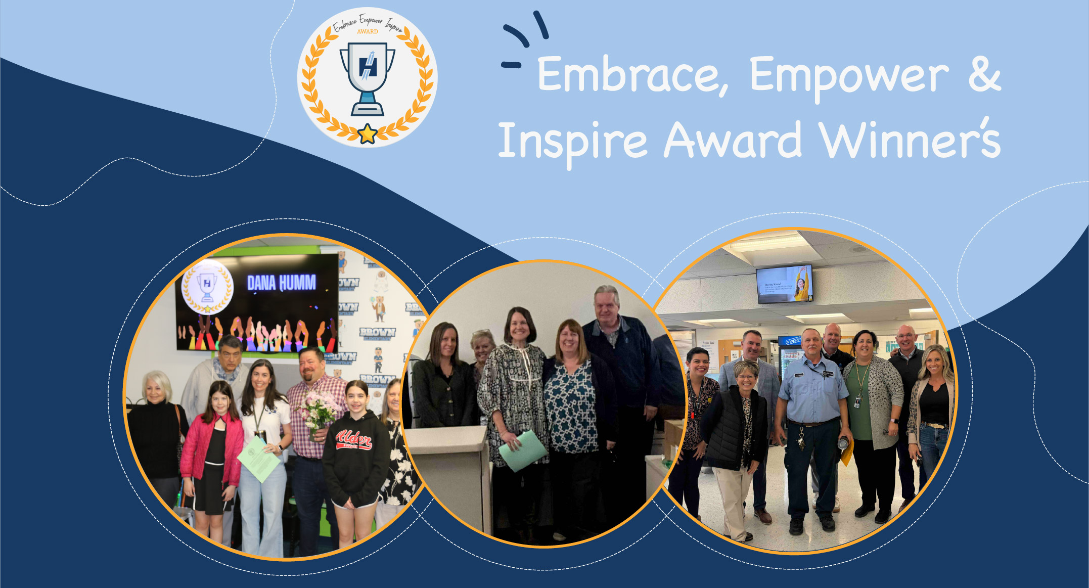 Embrace Award Winners Circles with Images of people in them