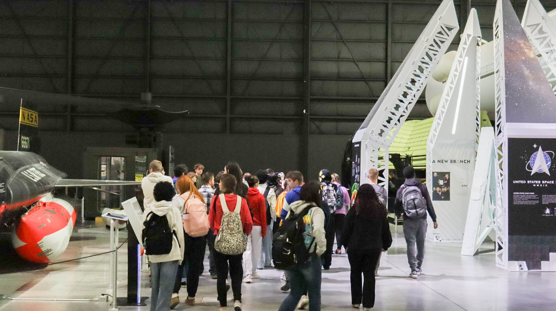 Students walking in the National Space Museum