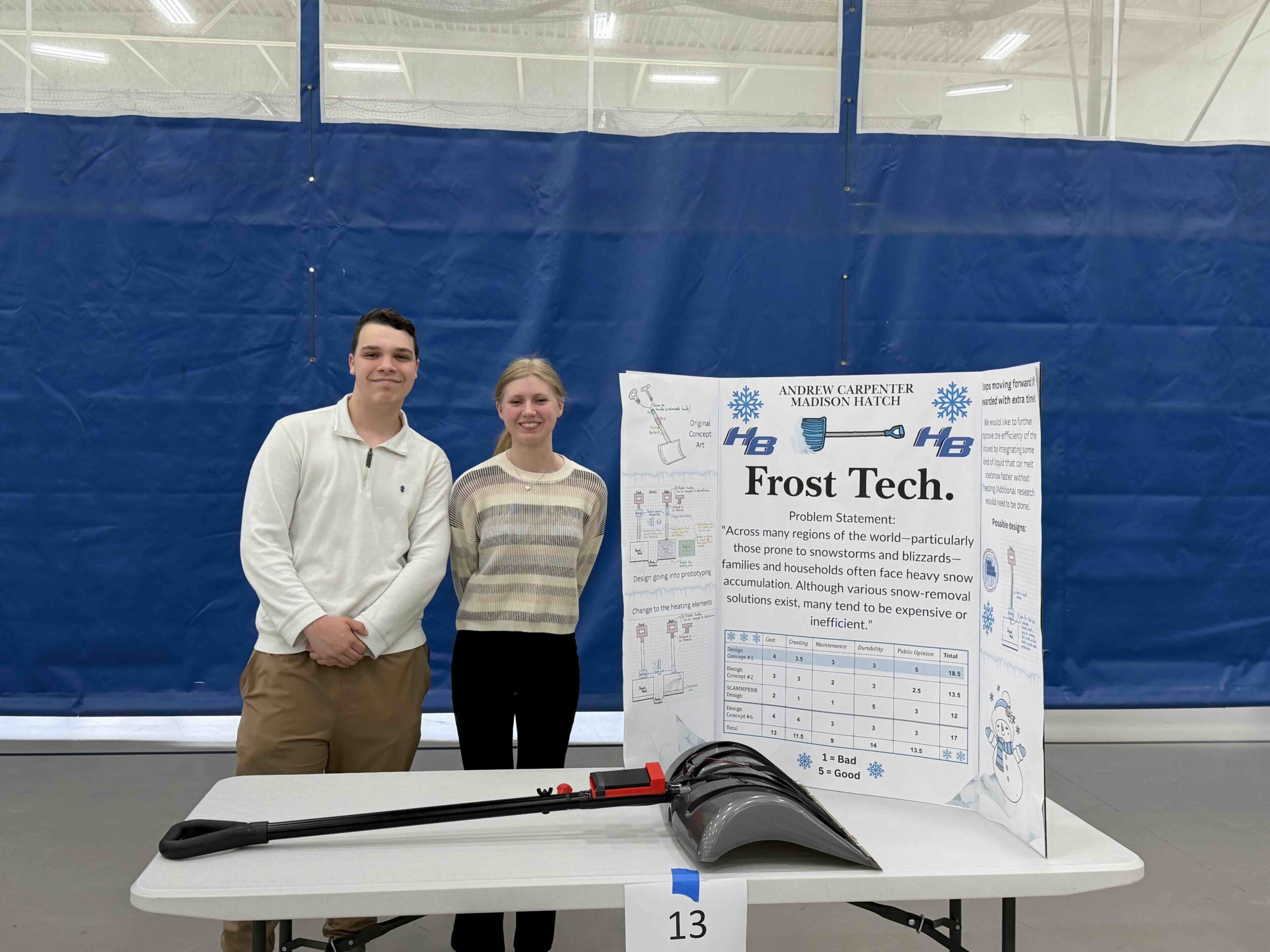 Two students presenting at poster show
